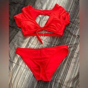 Red women’s bathing suit size medium